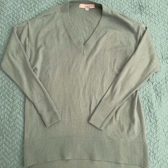 Loft XXSP Green Sweater VNeck Top - Picture 7 of 7